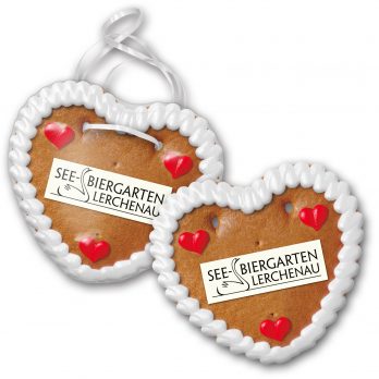 Lebkuchenherz  13 x 14 cm mit Logo und Schrift nach Kundenwunsch 50 Stück