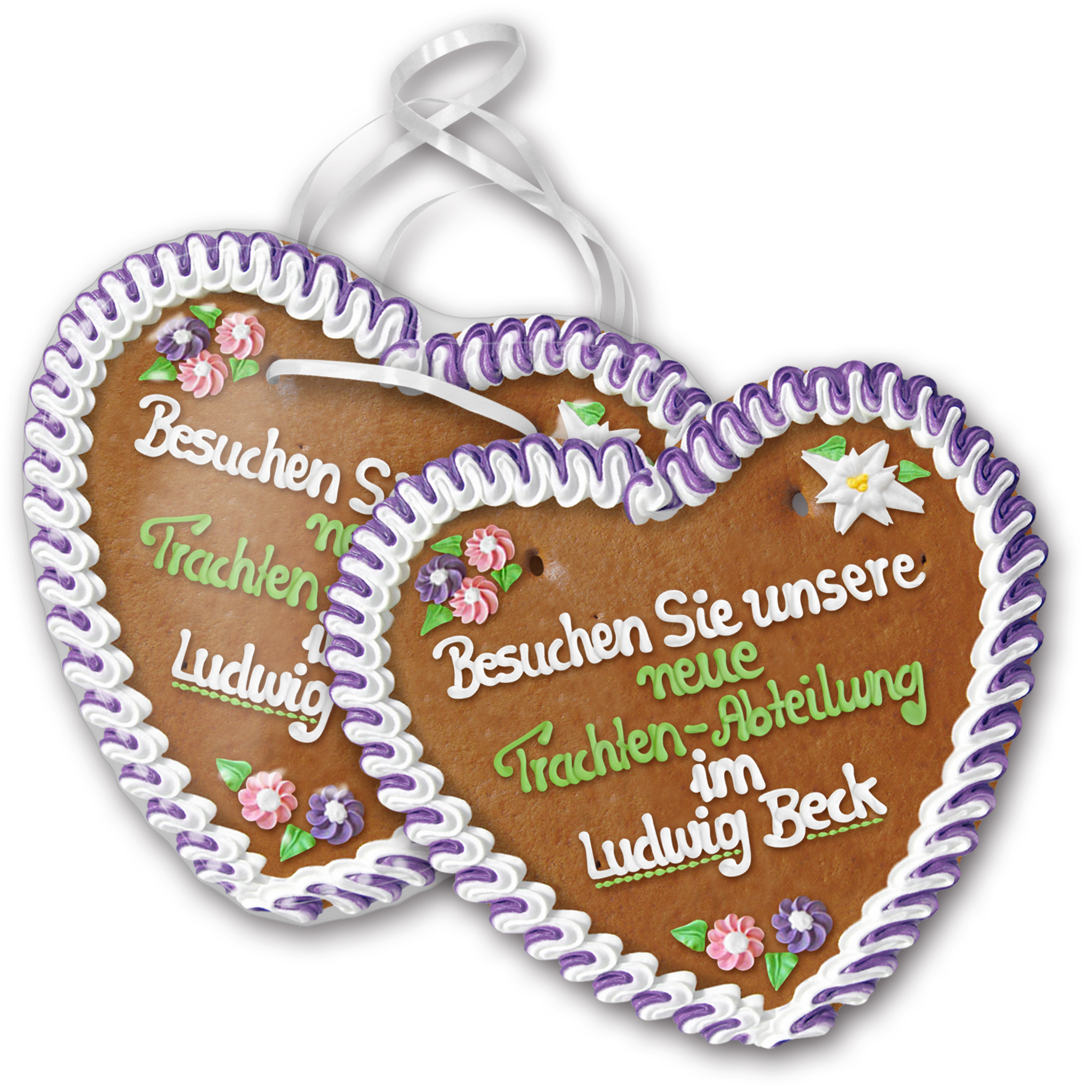 Lebkuchenherz 45 x 45 cm mit Schrift nach Kundenwunsch 1 Stück