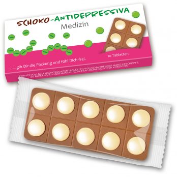 Schoko Antidepressiva Medizin " Gib Dir die Packung und fühl Dich frei " 30g