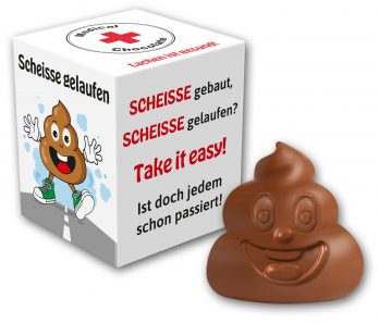 Schokoladen - " Scheiße "  in lustig bedrucktem Karton 30g Lachen ist gesund !