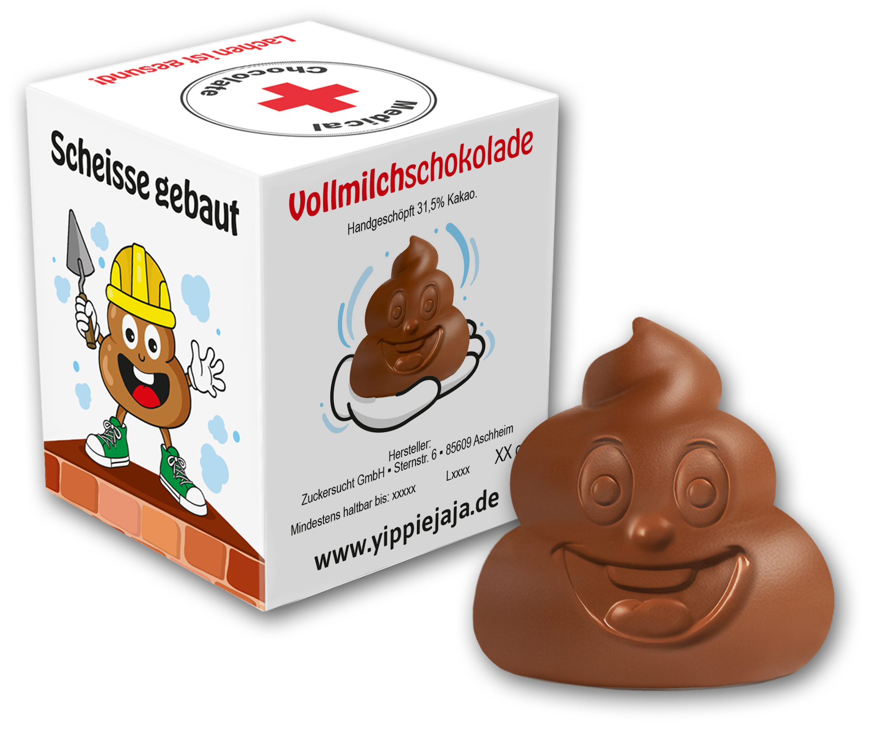 Schokoladen - " Scheiße " in lustig bedrucktem Karton 30g Lachen ist gesund ! – Bild 2