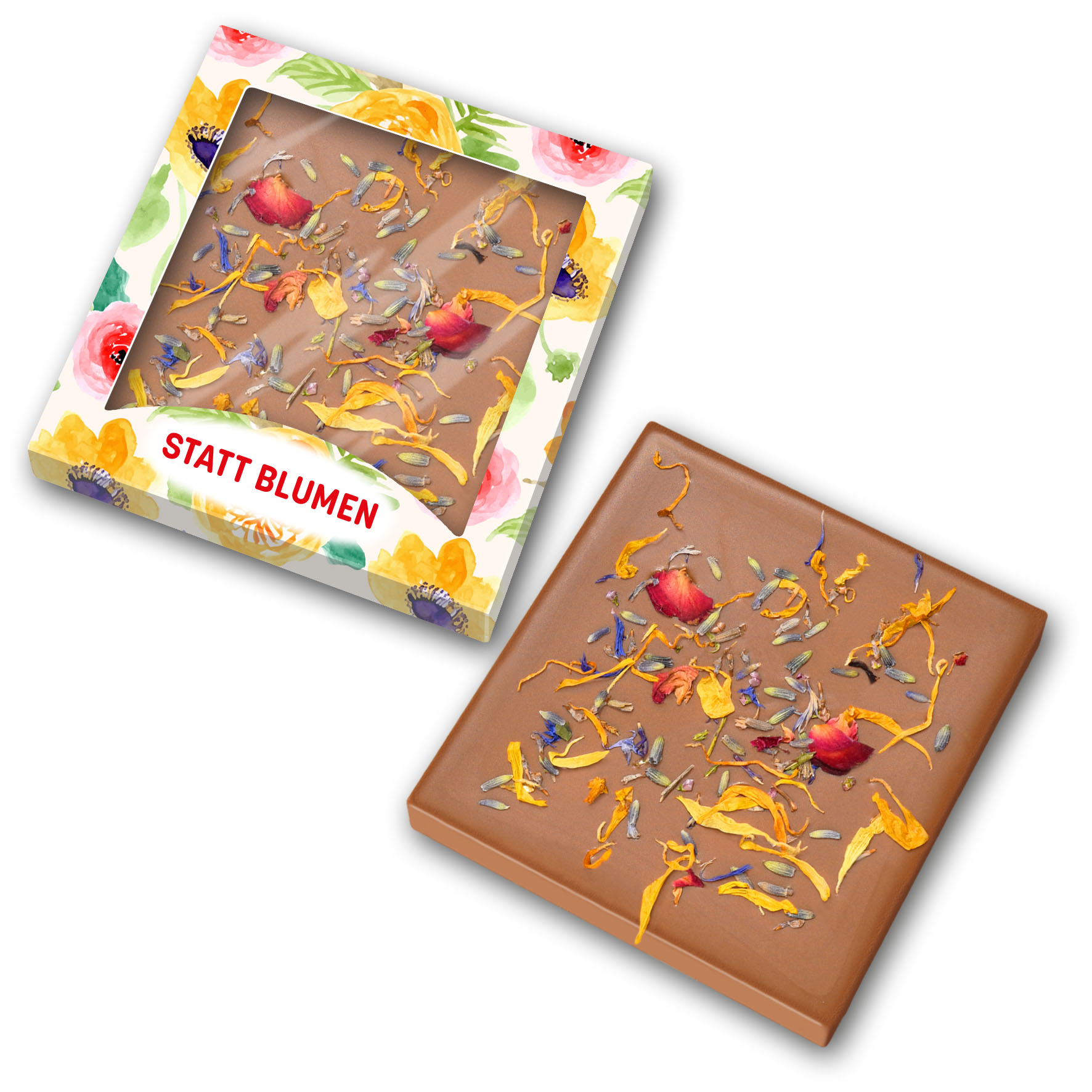 Schokoladentafel 50g " Statt Blumen "