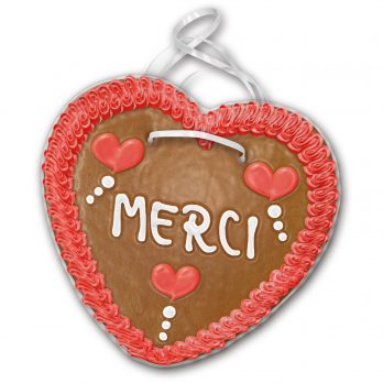 Lebkuchenherz mit "  Merci " beschriftet 24cm / 270g / 1 Stück
