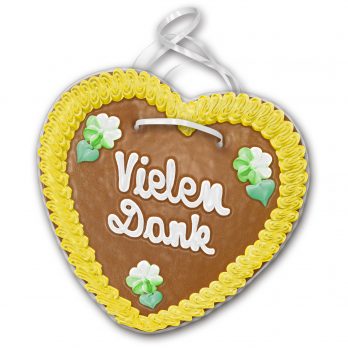 Lebkuchenherz mit " Vielen Dank " beschriftet 24cm / 270g / 1 Stück