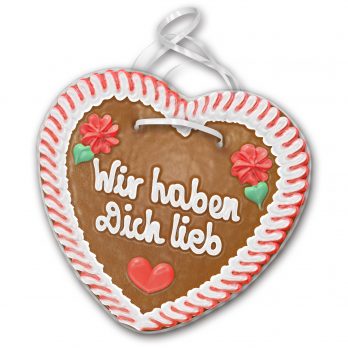 Lebkuchenherz mit " Wir haben Dich lieb " beschriftet 24cm / 270g / 1 Stück