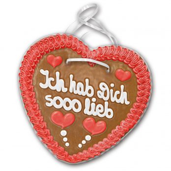 Lebkuchenherz mit " Ich hab Dich sooo lieb " beschriftet 24cm / 270g / 1 Stück