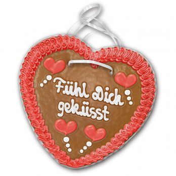 Lebkuchenherz mit" Fühl Dich geküsst " beschriftet 24cm / 270g / 1 Stück