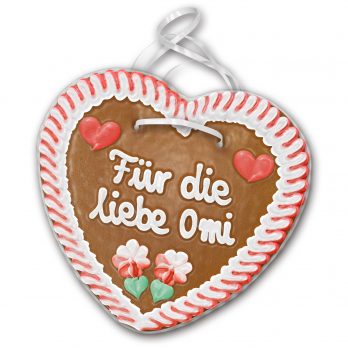 Lebkuchenherz mit " Für die liebe Omi " beschriftet 24cm / 270g / 1 Stück