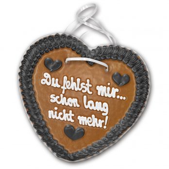 Lebkuchenherz "Du fehlst mir.... schon lang nicht mehr !" beschriftet 24cm / 270g / 1 Stück