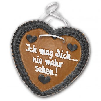 Lebkuchenherz "  Ich mag Dich.....nicht mehr sehen ! " beschriftet 24cm / 270g / 1 Stück