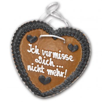 Lebkuchenherz "  Ich vermisse dich.....nicht mehr ! " beschriftet 24cm / 270g / 1 Stück
