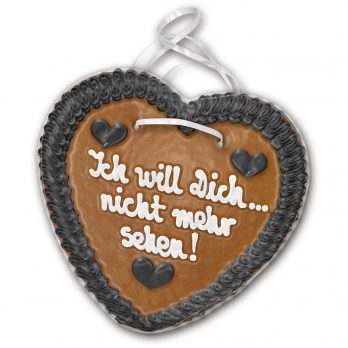 Lebkuchenherz "  Ich will Dich.....nicht mehr sehen ! " beschriftet 24cm / 270g / 1 Stück