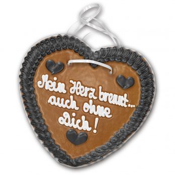 Lebkuchenherz "  Mein Herz brennt....auch ohne Dich ! " beschriftet 24cm / 270g / 1 Stück