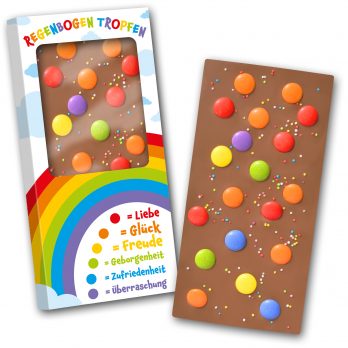 Schokoladentafel 140g  " Regenbogentropfen "
