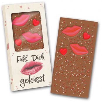 Schokoladentafel 140g  " Fühl Dich geküsst "