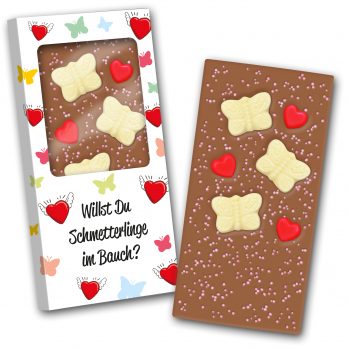 Schokoladentafel 140g " Schmetterlinge im Bauch "
