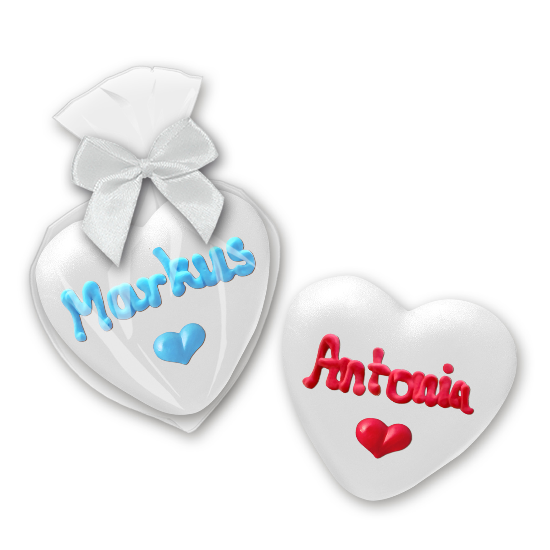 Hochzeitslebkuchen Platzkarte 7 x 7 cm mit weißem Überzug nach Kundenwunsch beschriftet 25 Stück