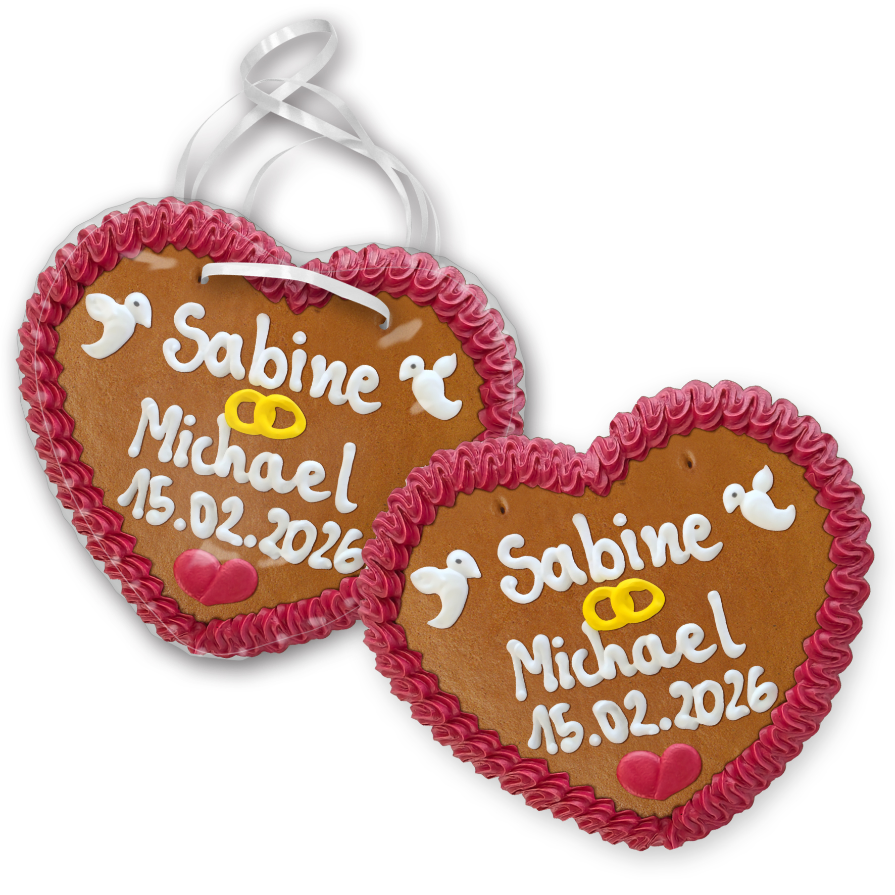 Hochzeitslebkuchenherz 17 x 16 cm mit Beschriftung nach Kundenwunsch 25 Stück