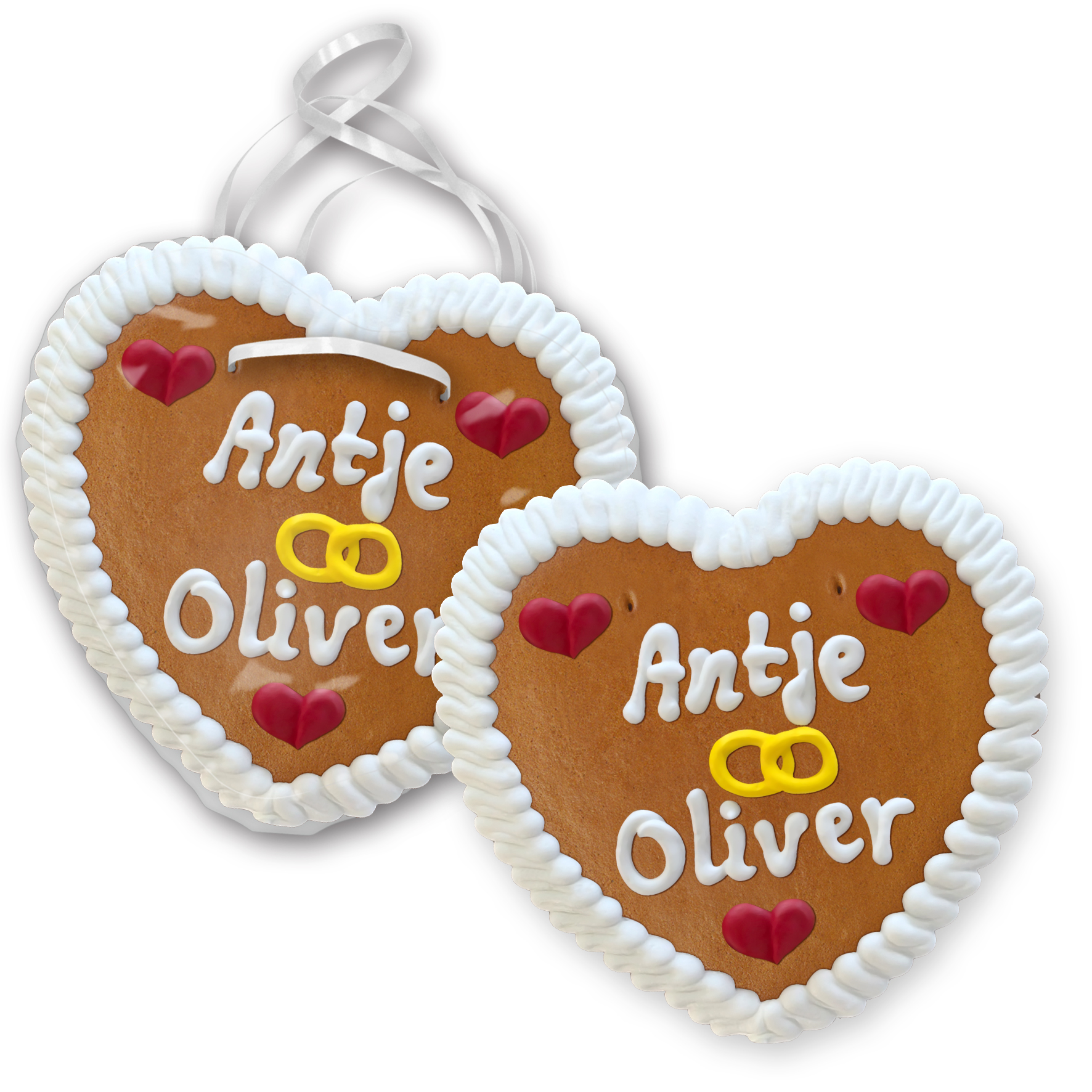 Hochzeitslebkuchenherz 16 x 15 cm mit Beschriftung nach Kundenwunsch 25 Stück