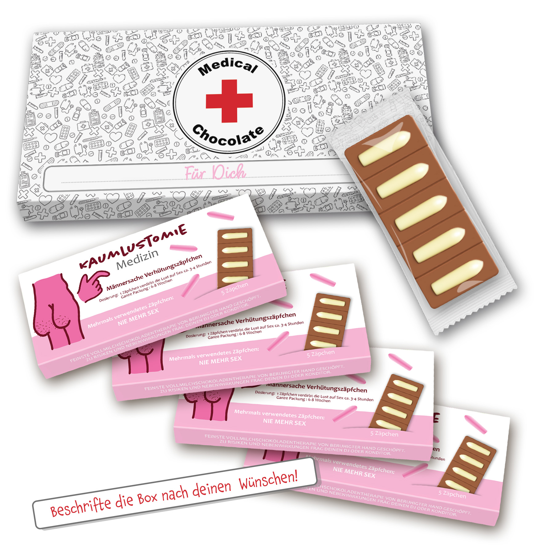 Kaumlustomie - Zäpfchen 4er " Männersache Verhütung " 120g
