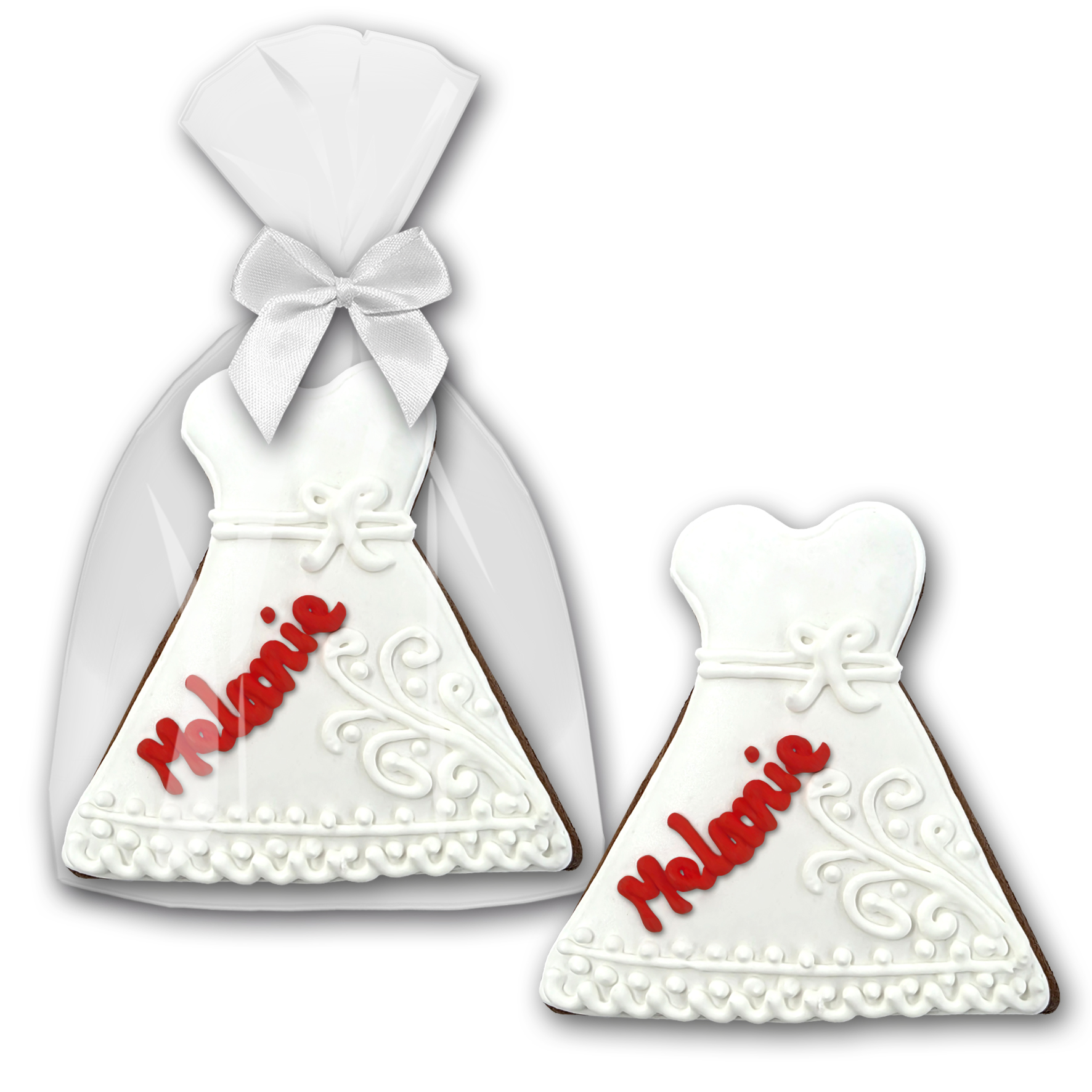 Hochzeitslebkuchenkleid Platzkarte 12 x 10 cm / ab 20 Stück mit Beschriftung nach Kundenwunsch 1 Stück