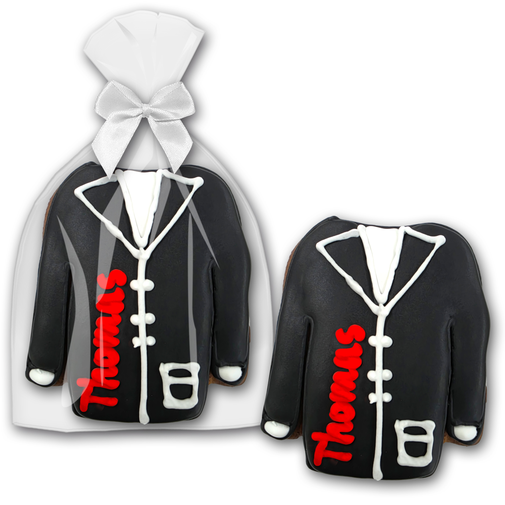 Hochzeitslebkuchenfrack Platzkarte 10 x 10 cm / ab 20 Stück mit Beschriftung nach Kundenwunsch 1 Stück