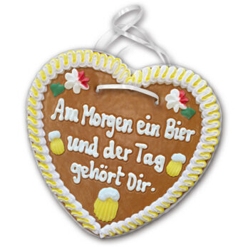 Lebkuchenherz mit " Bier 1  " beschriftet 24cm / 270g / 1 Stück