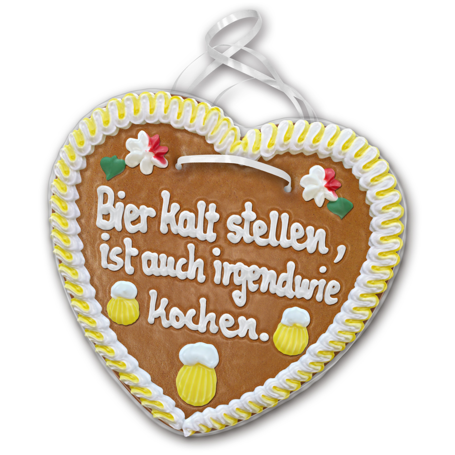 Lebkuchenherz mit " Bier 5 " beschriftet 24cm / 270g / 1 Stück