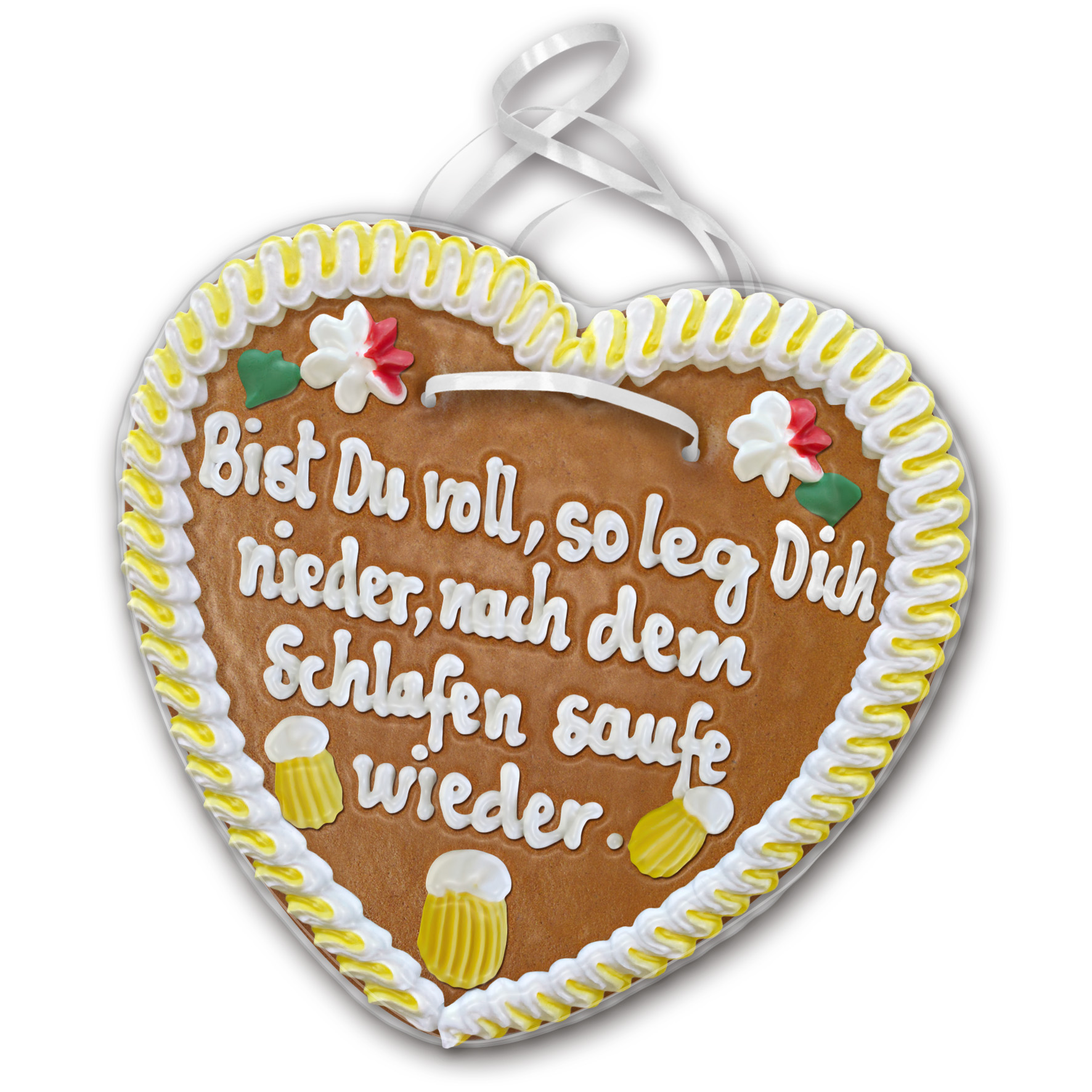 Lebkuchenherz mit " Bier 6 " beschriftet 24cm / 270g / 1 Stück