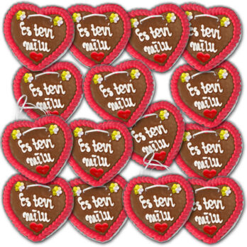 Lebkuchenherzen Lettland " Liebe " beschriftet 14cm / 70g / 1 Karton = 50 Stück