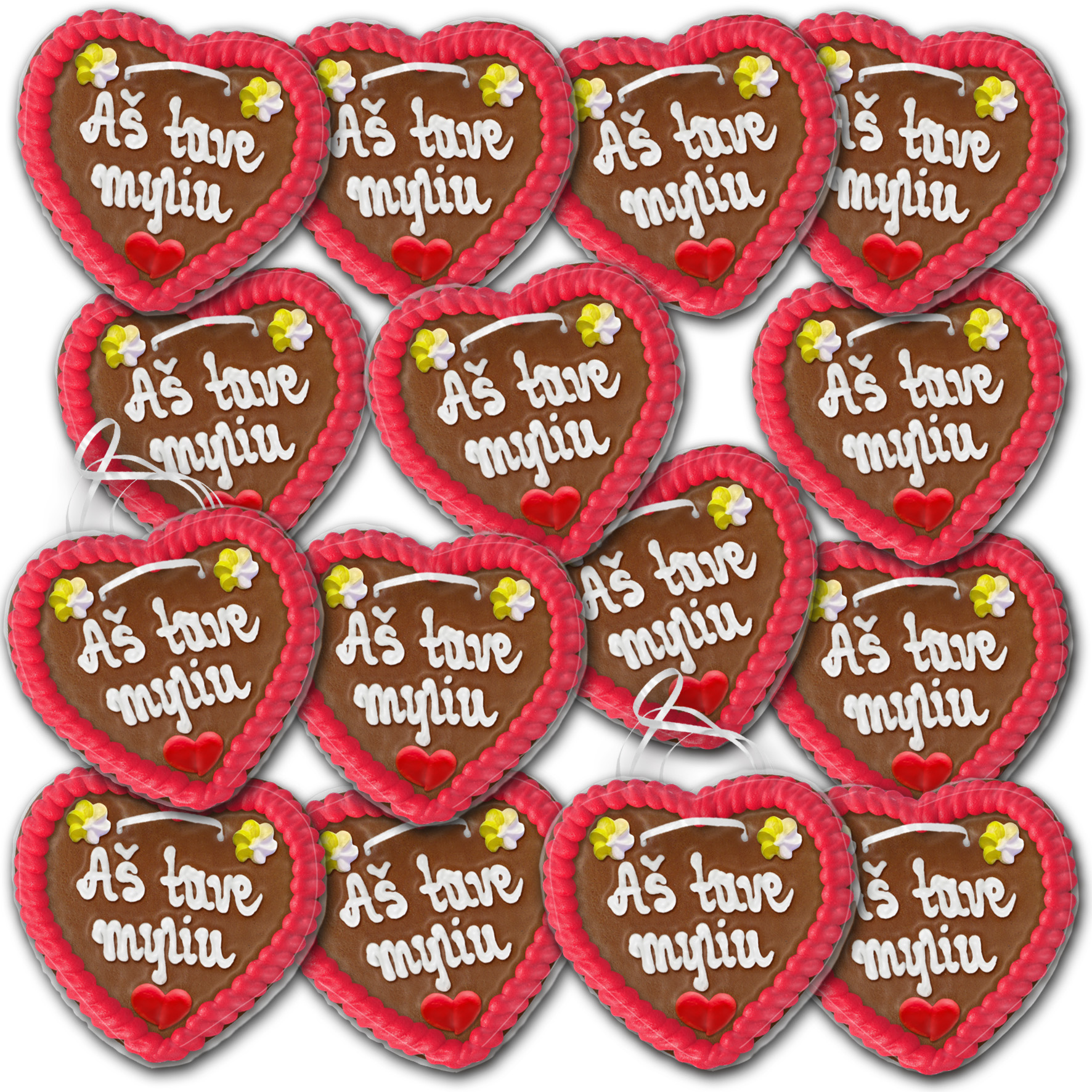 Lebkuchenherzen Litauen " Liebe " beschriftet 14cm / 70g / 1 Karton = 50 Stück