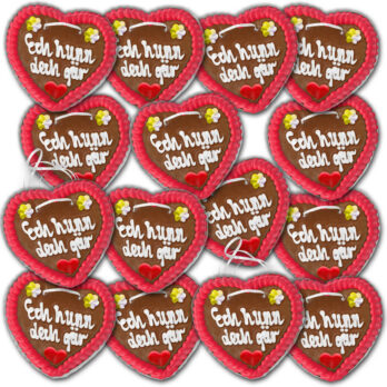 Lebkuchenherzen Luxemburg " Liebe " beschriftet 14cm / 70g / 1 Karton = 50 Stück