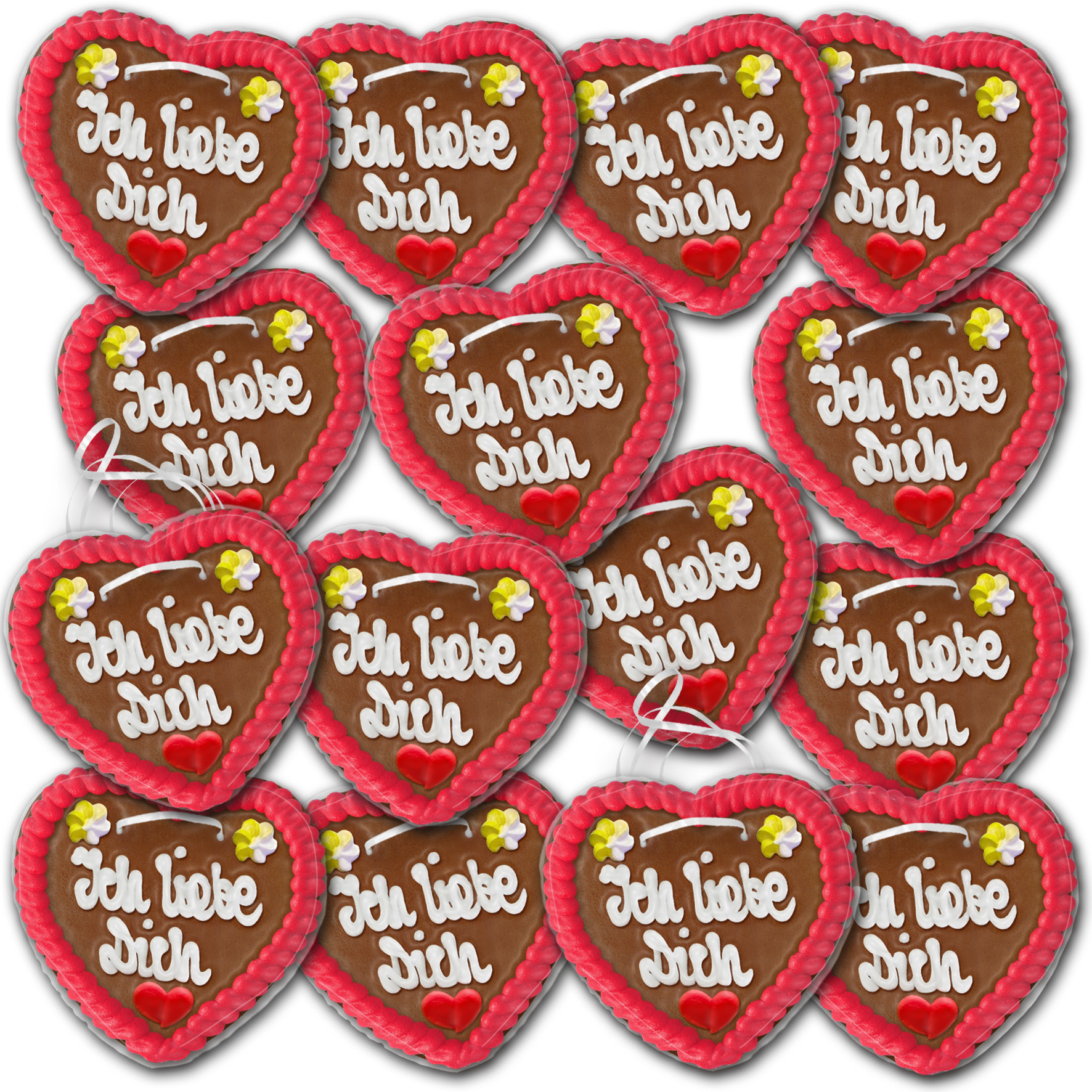 Lebkuchenherzen Österreich " Liebe " beschriftet 14cm / 70g / 1 Karton = 50 Stück