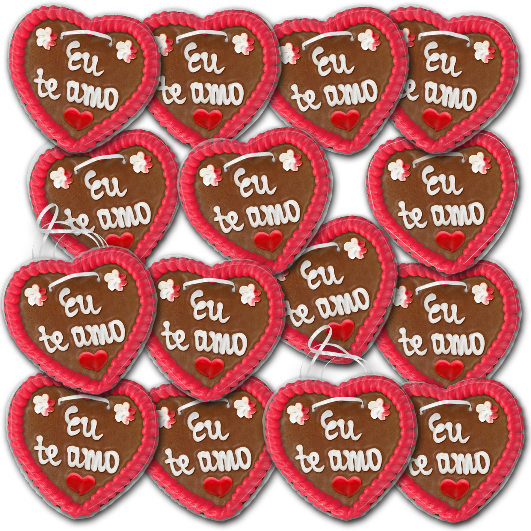 Lebkuchenherzen Portugal " Liebe " beschriftet 14cm / 70g / 1 Karton = 50 Stück