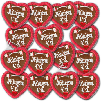 Lebkuchenherzen Slowakai " Liebe " beschriftet 14cm / 70g / 1 Karton = 50 Stück