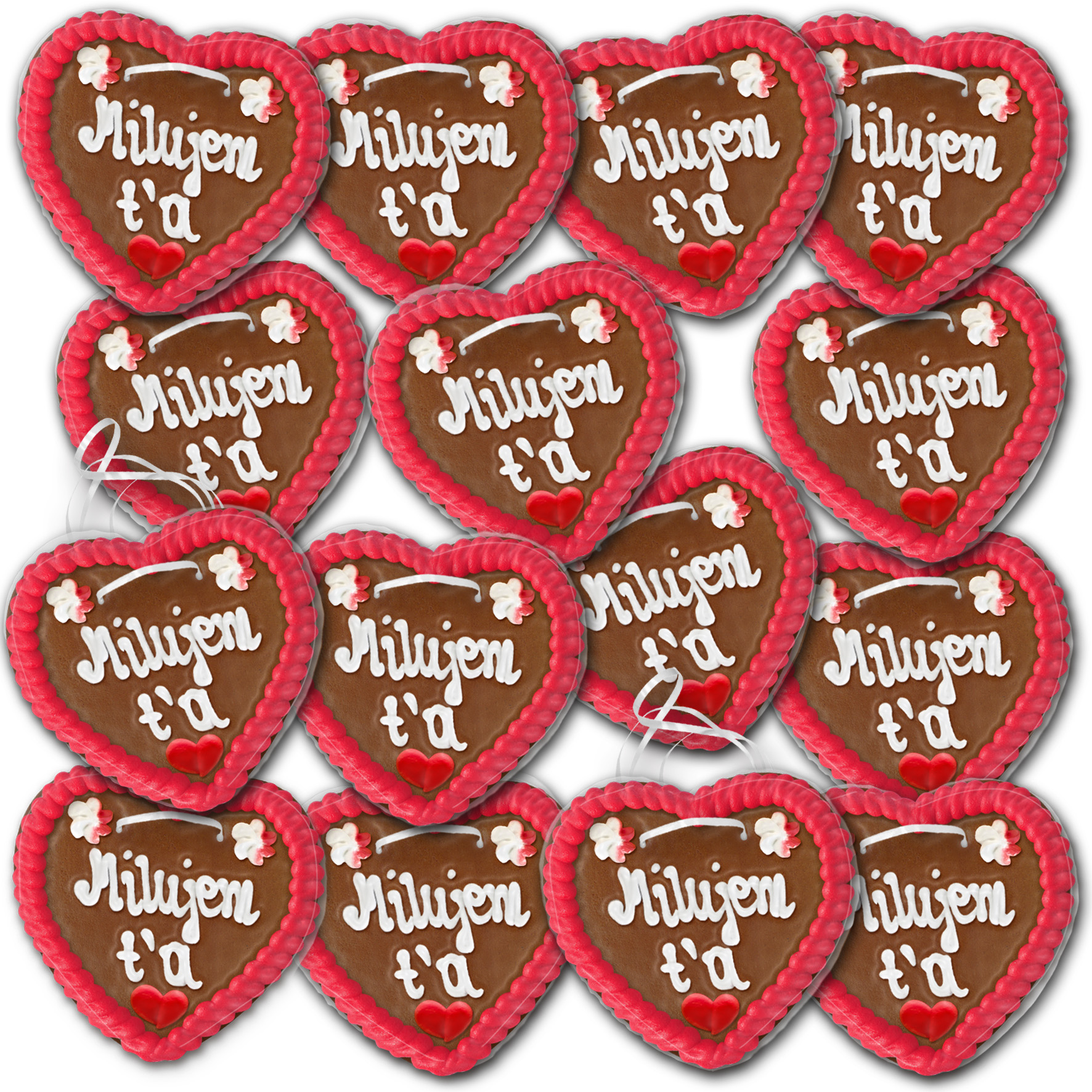 Lebkuchenherzen Slowakai " Liebe " beschriftet 14cm / 70g / 1 Karton = 50 Stück