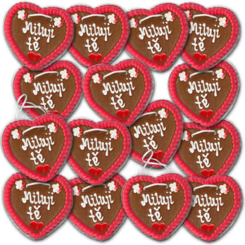 Lebkuchenherzen Tschechien " Liebe " beschriftet 14cm / 70g / 1 Karton = 50 Stück